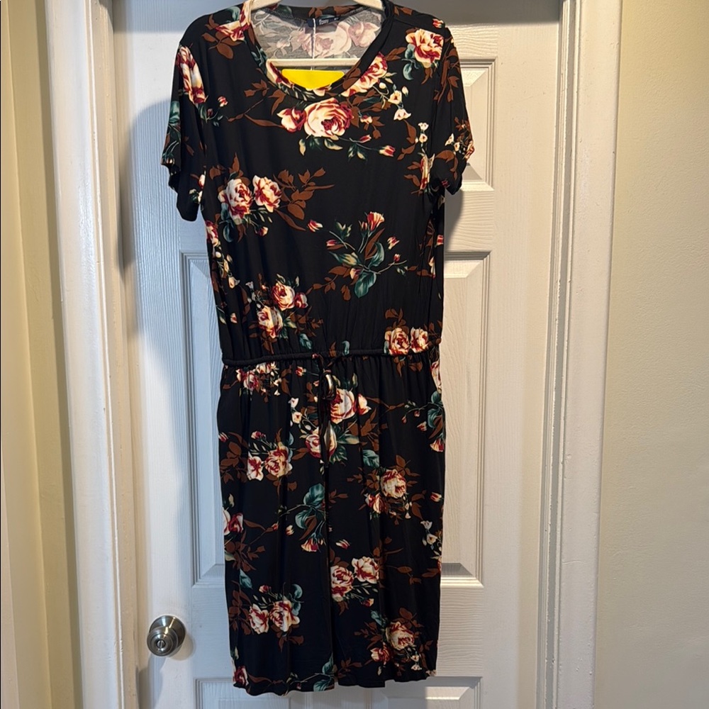 Floral Black Midi Dress
